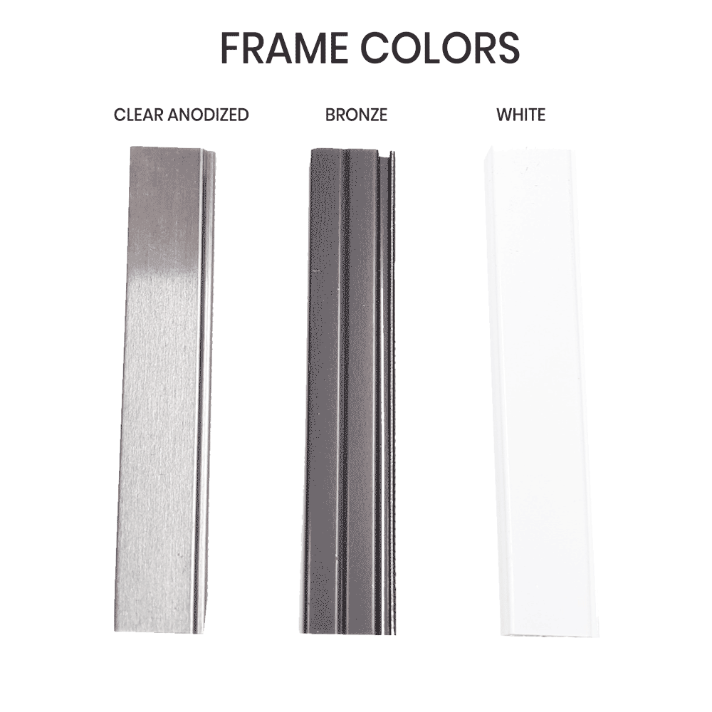 Window Frame Colors Clear Anodized, Bronze or White