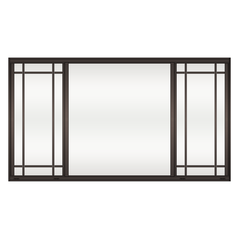 Sunshine 1650 Series Triple Horizontal Roller Window Brittany Style Bronze Frame Clear Tint