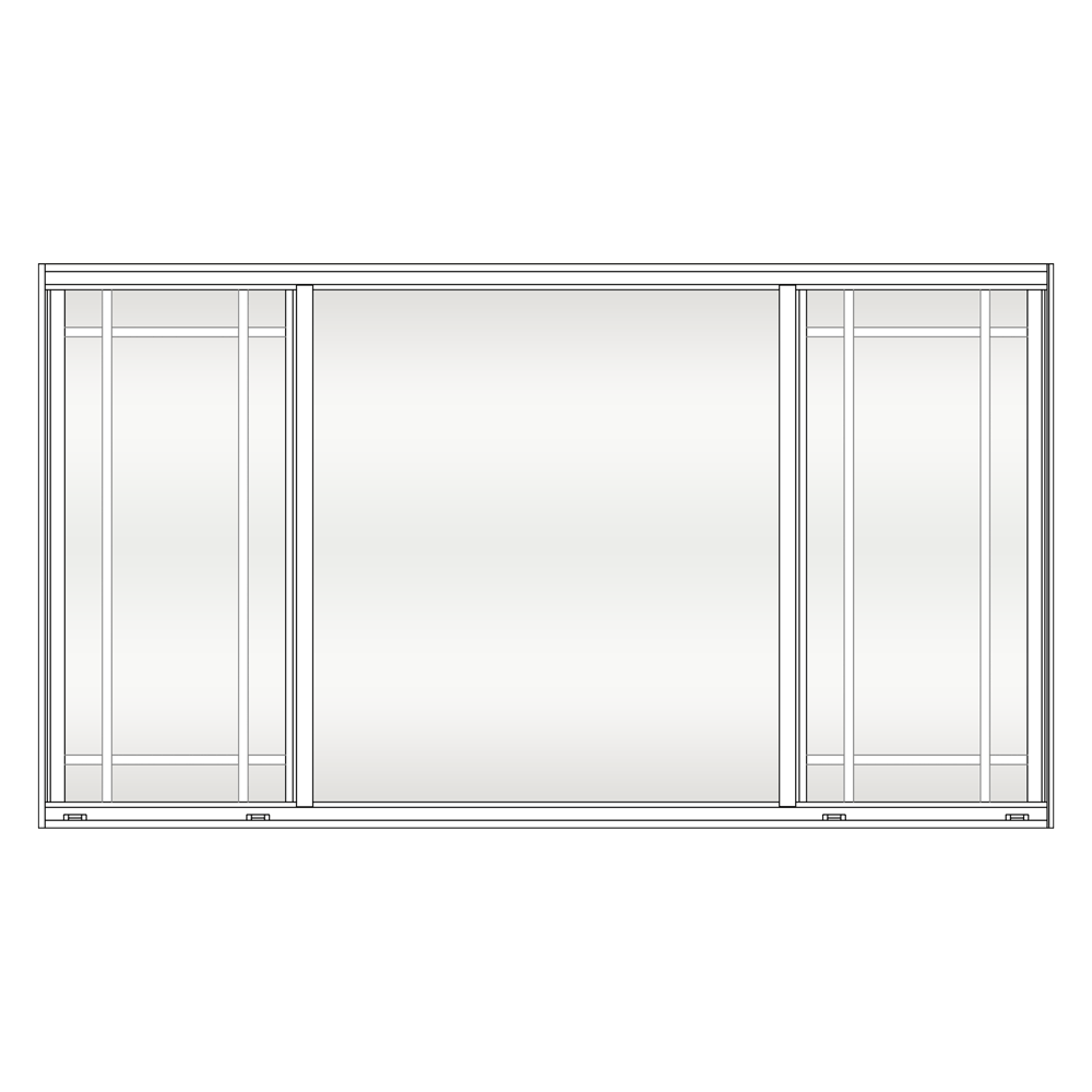 Sunshine 1650 Series Triple Horizontal Roller Window Brittany Style White Frame Clear Tint