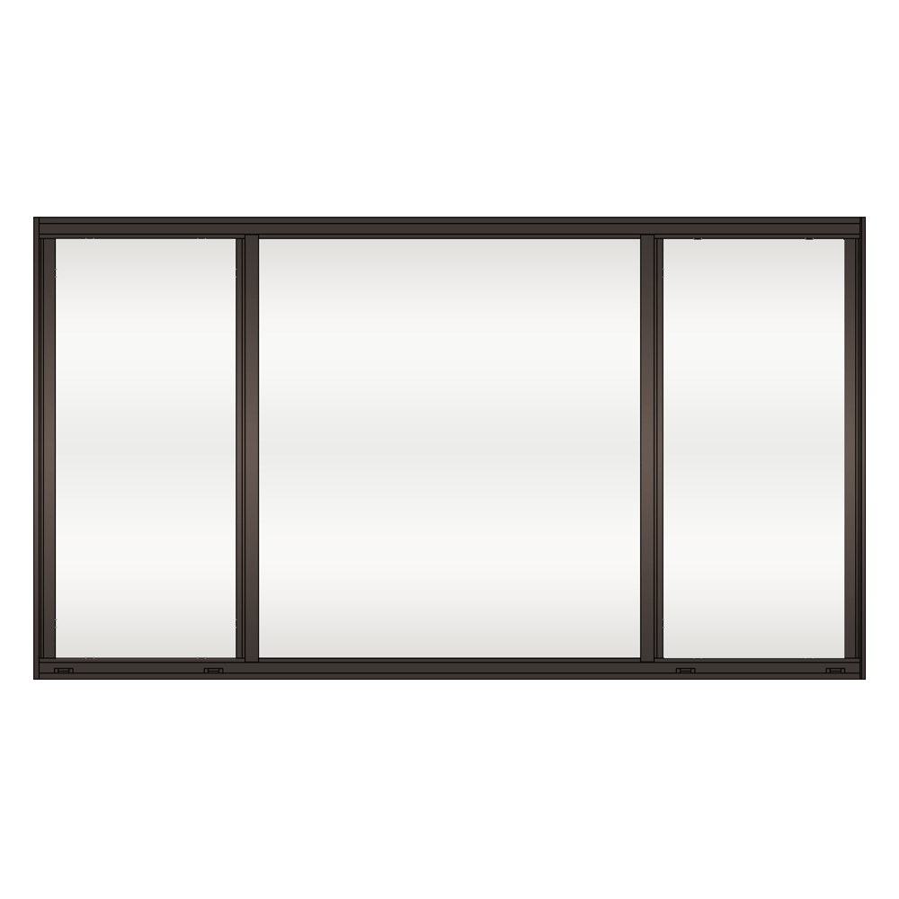 Sunshine 1650 Series Triple Horizontal Roller Window Full View Style Bronze Frame Clear Tint