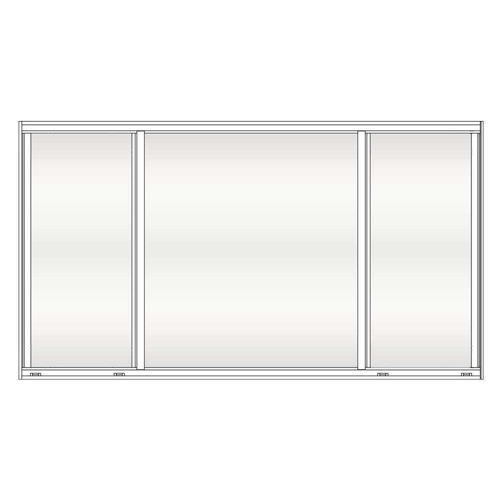 Sunshine 1650 Series Triple Horizontal Roller Window Full View Style White Frame Clear Tint