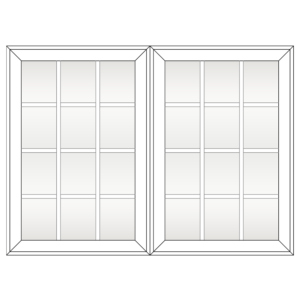 Sunshine 2900 Series Double Casement Window Colonial Style White Frame Clear Tint