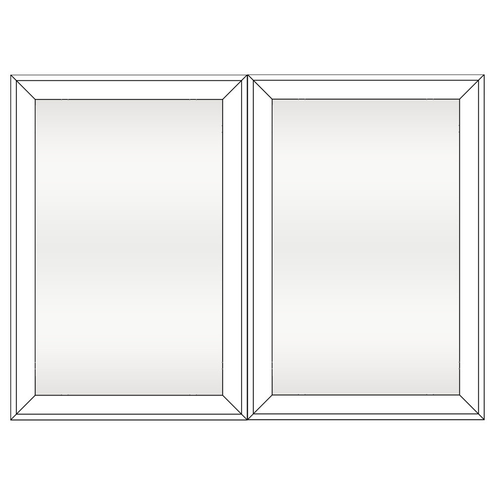 Sunshine 2900 Series Double Casement Window Full View Style White Frame Clear Tint